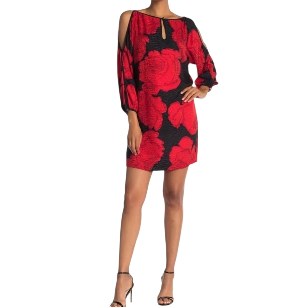 TRINA TURK Silk Cold Shoulder Dress 2